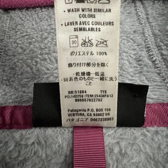 Patagonia Women Gray Pink Retool Hoody Snap T Fleece Jacket Pullover 25436 XS - Picture 5 of 9